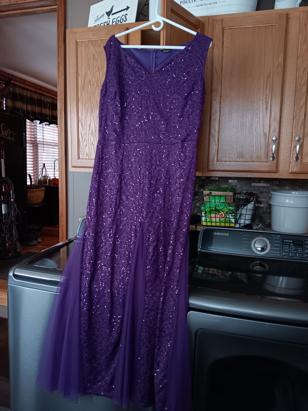 Elegant Purple Sequin Evening Dress